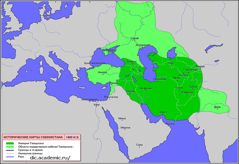 Империя Амира Тимура - карта