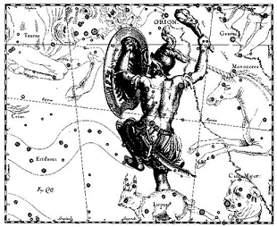Охотник Орион и созвездие Заяц. Фото с Википедии.
